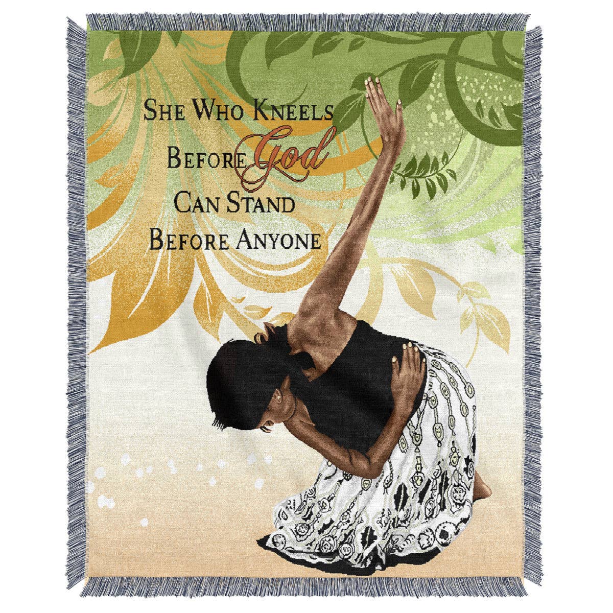 She Who Kneels Tapestry Throws